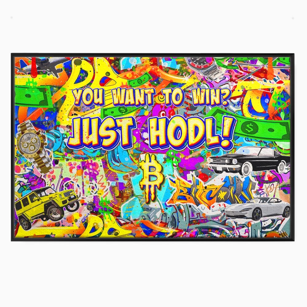 Tablou Canvas Premium LuxCanva® A1196, You Want To Win , Bitcoin, Cash, Animatie, Living, Culori Vibrante