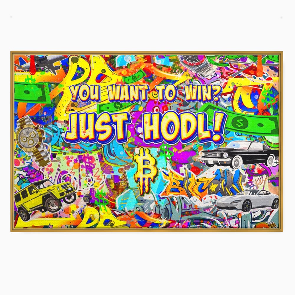 Tablou Canvas Premium LuxCanva® A1196, You Want To Win , Bitcoin, Cash, Animatie, Living, Culori Vibrante