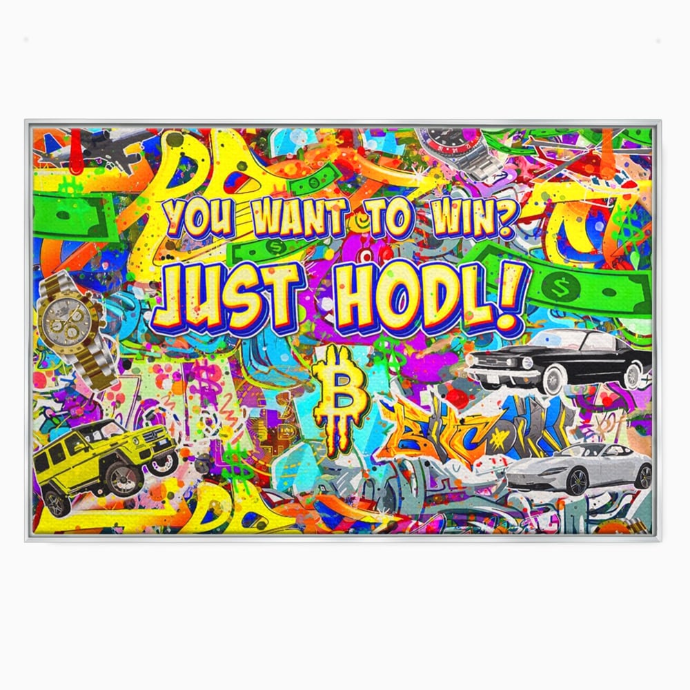Tablou Canvas Premium LuxCanva® A1196, You Want To Win , Bitcoin, Cash, Animatie, Living, Culori Vibrante