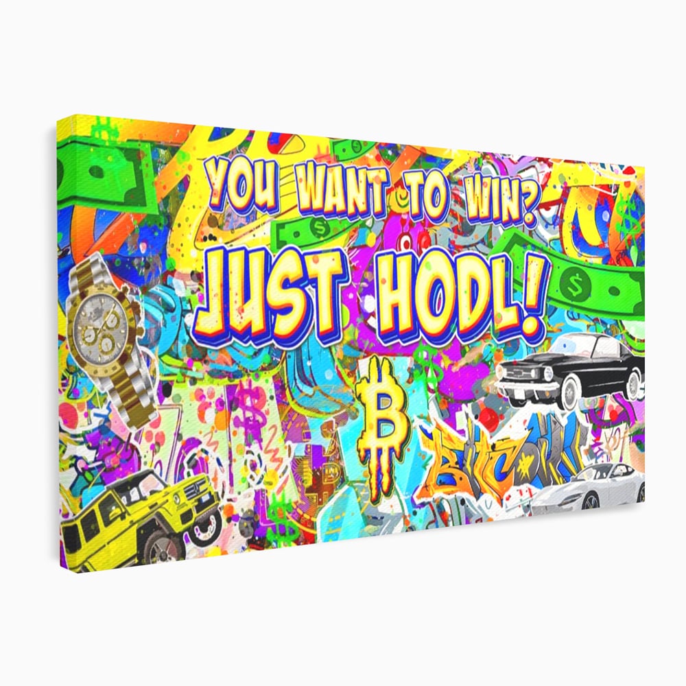 Tablou Canvas Premium LuxCanva® A1196, You Want To Win , Bitcoin, Cash, Animatie, Living, Culori Vibrante