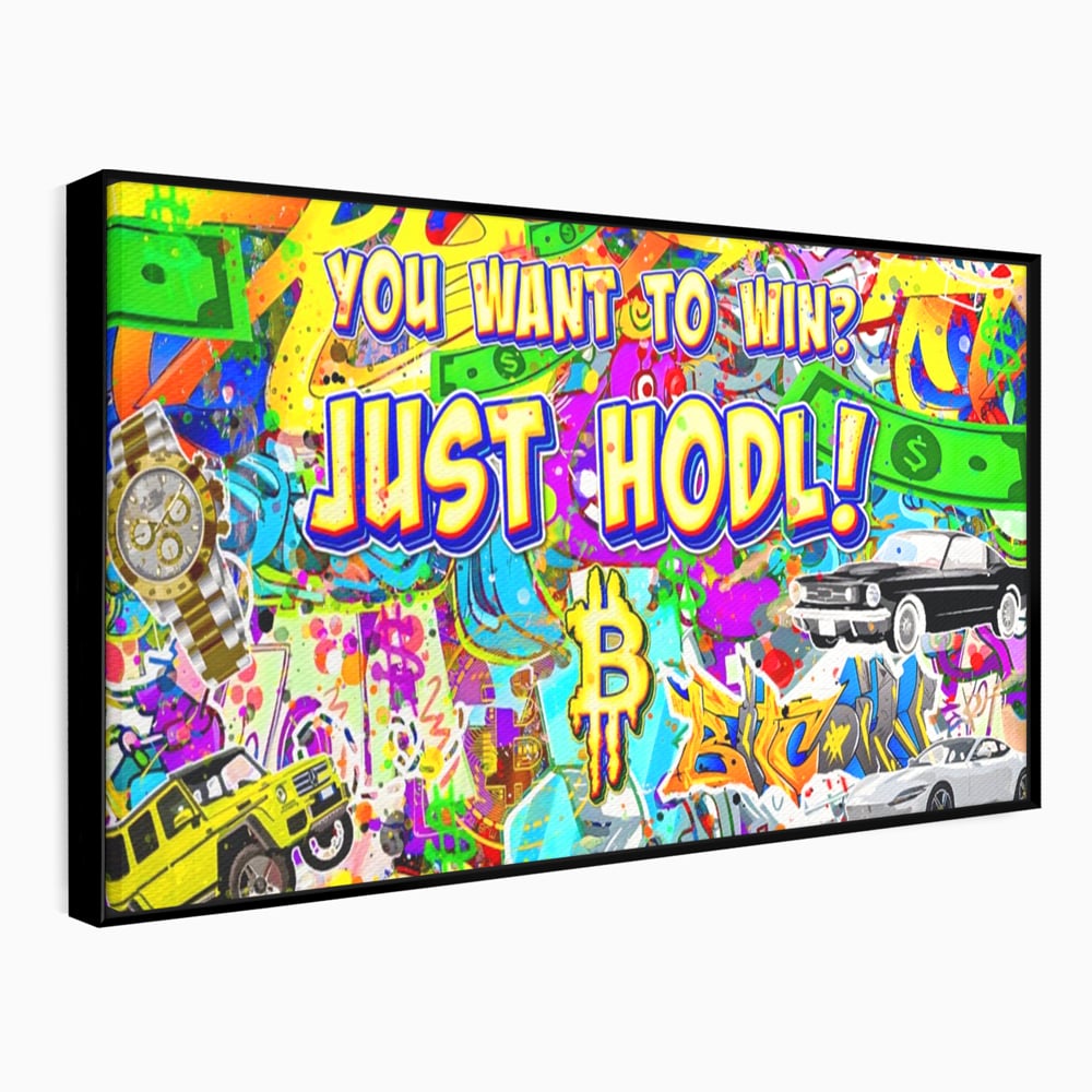 Tablou Canvas Premium LuxCanva® A1196, You Want To Win , Bitcoin, Cash, Animatie, Living, Culori Vibrante
