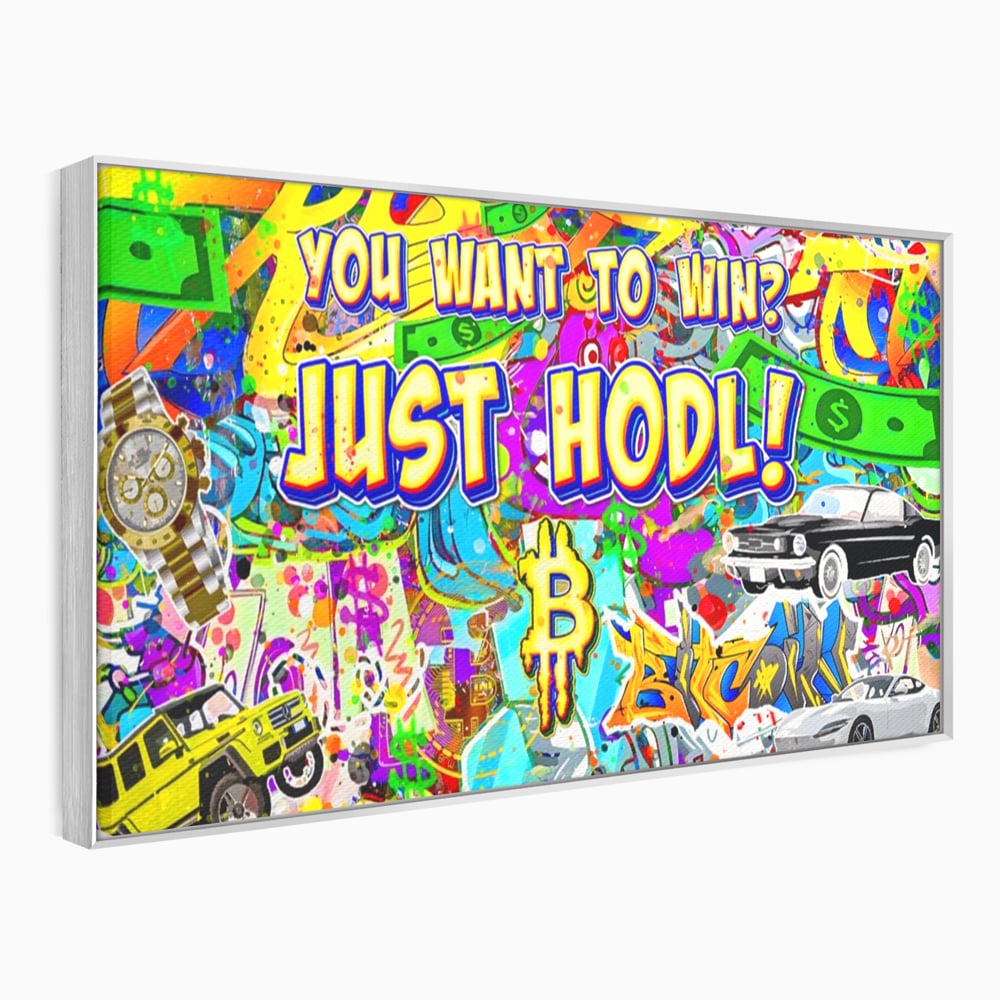 Tablou Canvas Premium LuxCanva® A1196, You Want To Win , Bitcoin, Cash, Animatie, Living, Culori Vibrante