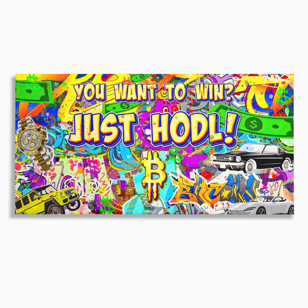 Tablou Canvas Premium LuxCanva® A1196, You Want To Win , Bitcoin, Cash, Animatie, Living, Culori Vibrante