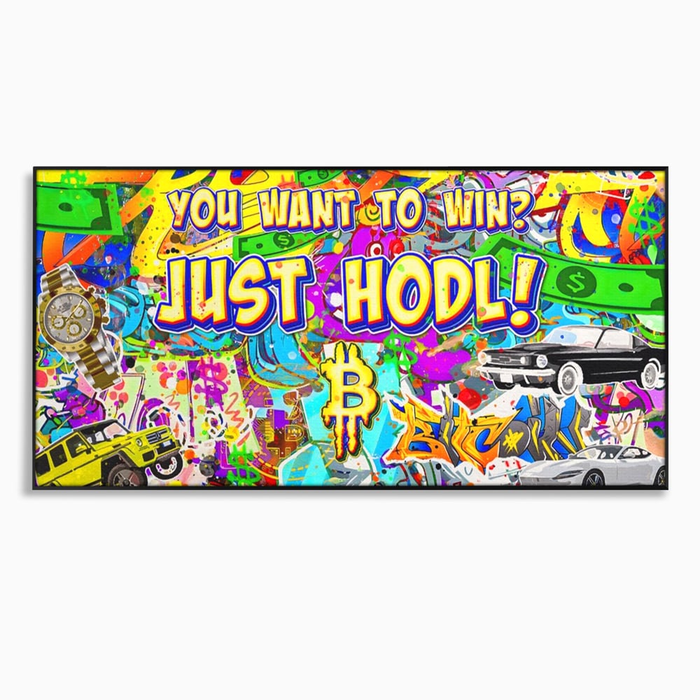 Tablou Canvas Premium LuxCanva® A1196, You Want To Win , Bitcoin, Cash, Animatie, Living, Culori Vibrante