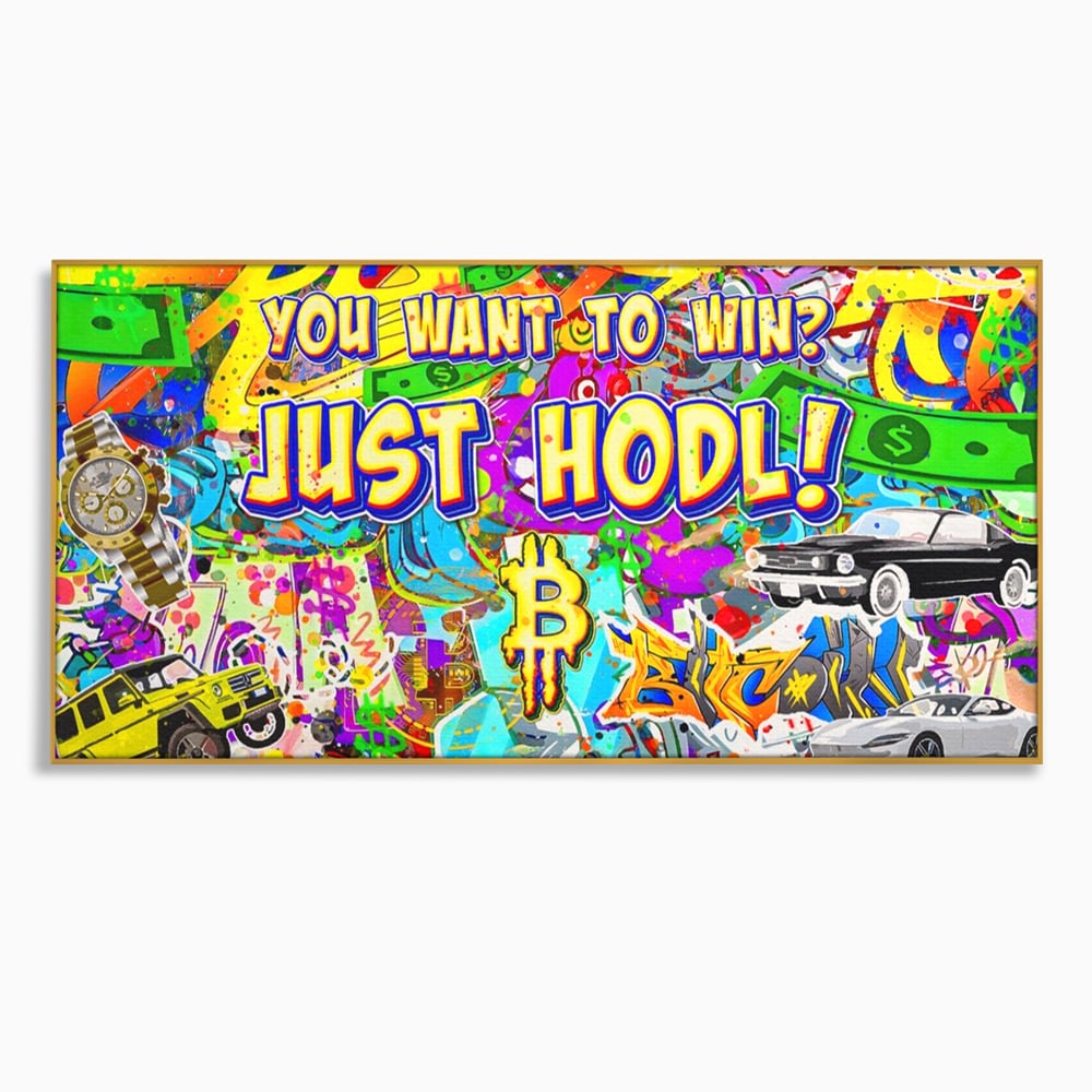 Tablou Canvas Premium LuxCanva® A1196, You Want To Win , Bitcoin, Cash, Animatie, Living, Culori Vibrante