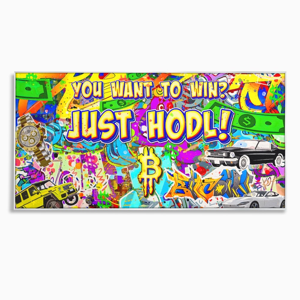 Tablou Canvas Premium LuxCanva® A1196, You Want To Win , Bitcoin, Cash, Animatie, Living, Culori Vibrante