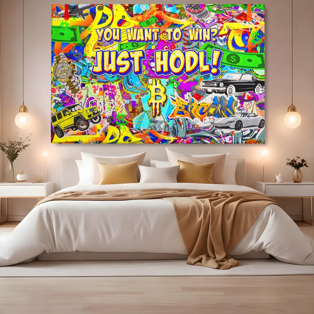Tablou Canvas Premium LuxCanva® A1196, You Want To Win , Bitcoin, Cash, Animatie, Living, Culori Vibrante