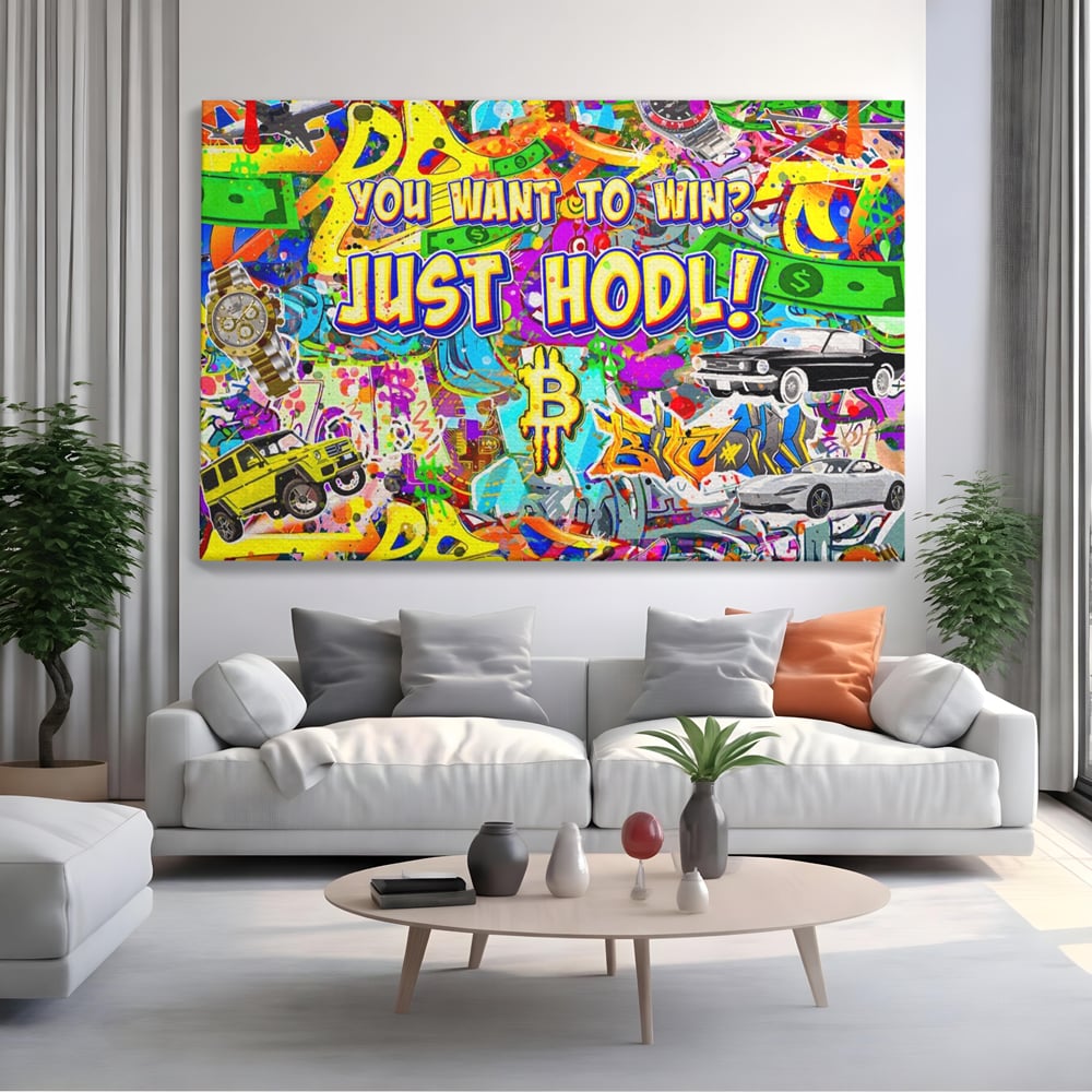 Tablou Canvas Premium LuxCanva® A1196, You Want To Win , Bitcoin, Cash, Animatie, Living, Culori Vibrante