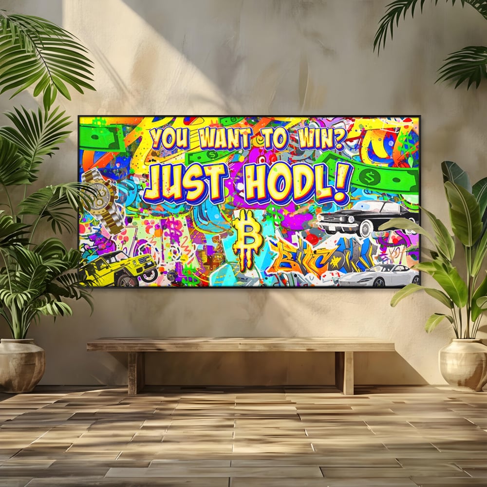 Tablou Canvas Premium LuxCanva® A1196, You Want To Win , Bitcoin, Cash, Animatie, Living, Culori Vibrante