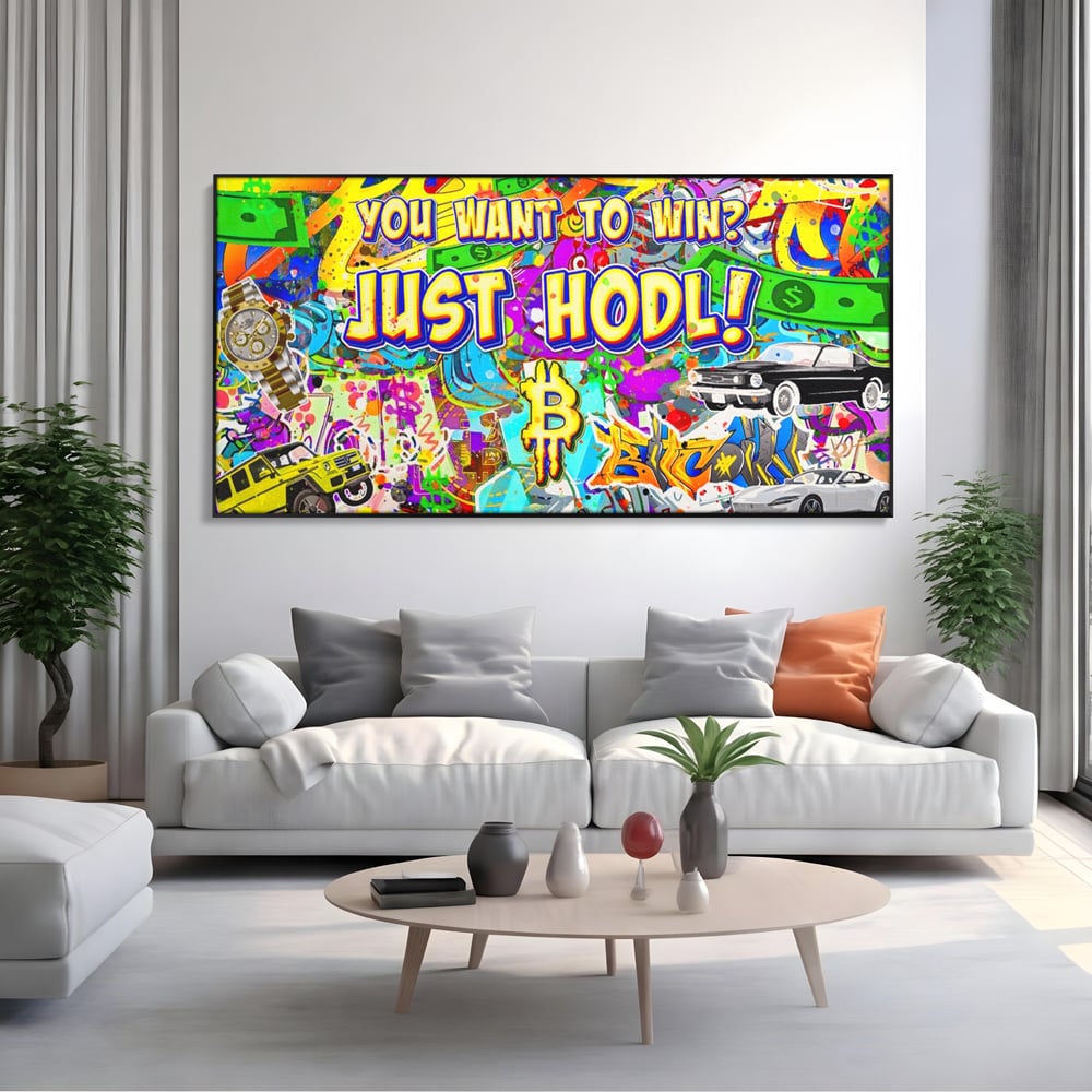 Tablou Canvas Premium LuxCanva® A1196, You Want To Win , Bitcoin, Cash, Animatie, Living, Culori Vibrante