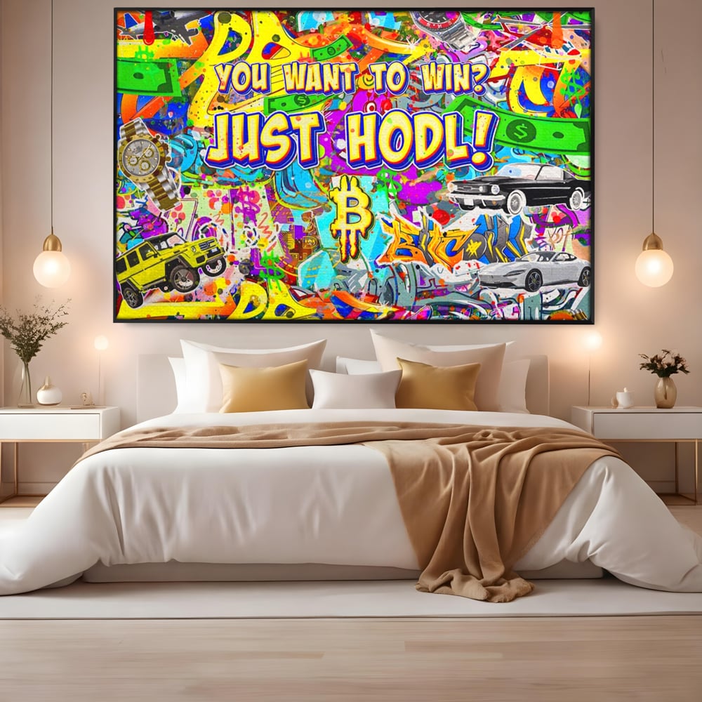 Tablou Canvas Premium LuxCanva® A1196, You Want To Win , Bitcoin, Cash, Animatie, Living, Culori Vibrante