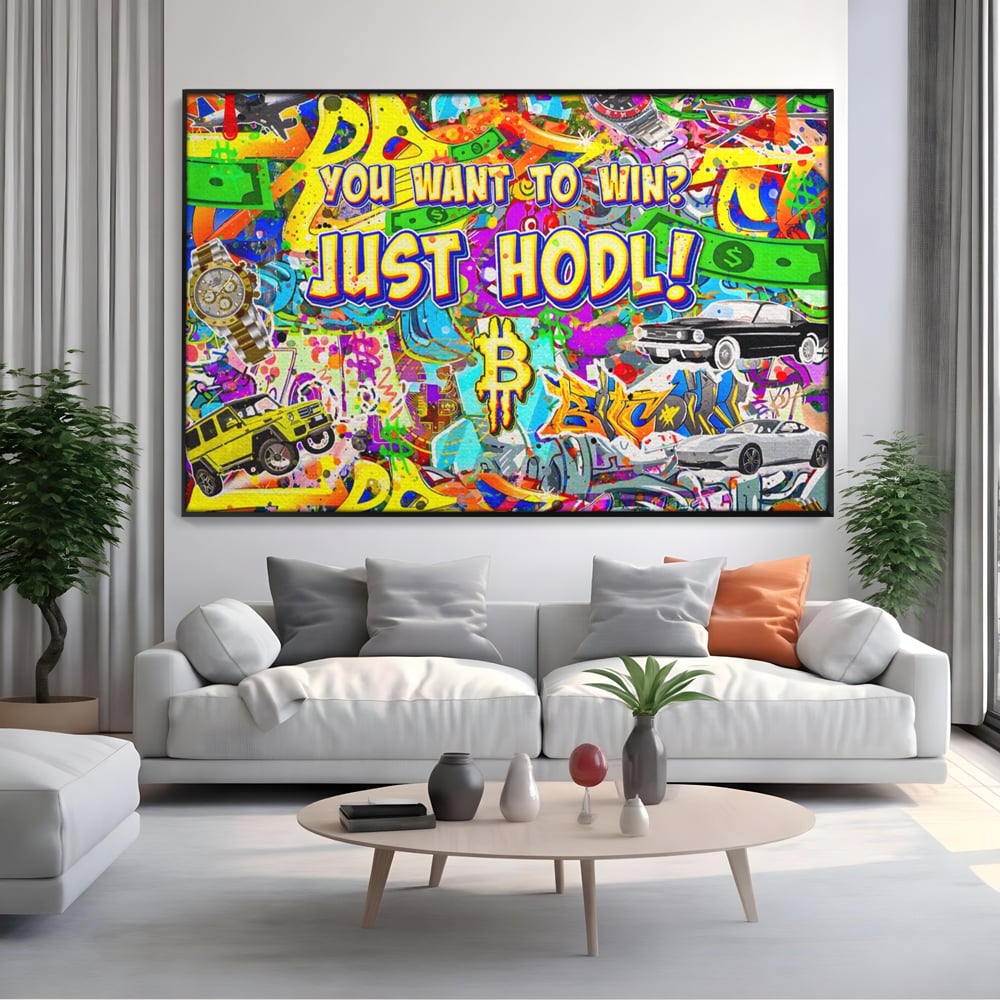 Tablou Canvas Premium LuxCanva® A1196, You Want To Win , Bitcoin, Cash, Animatie, Living, Culori Vibrante