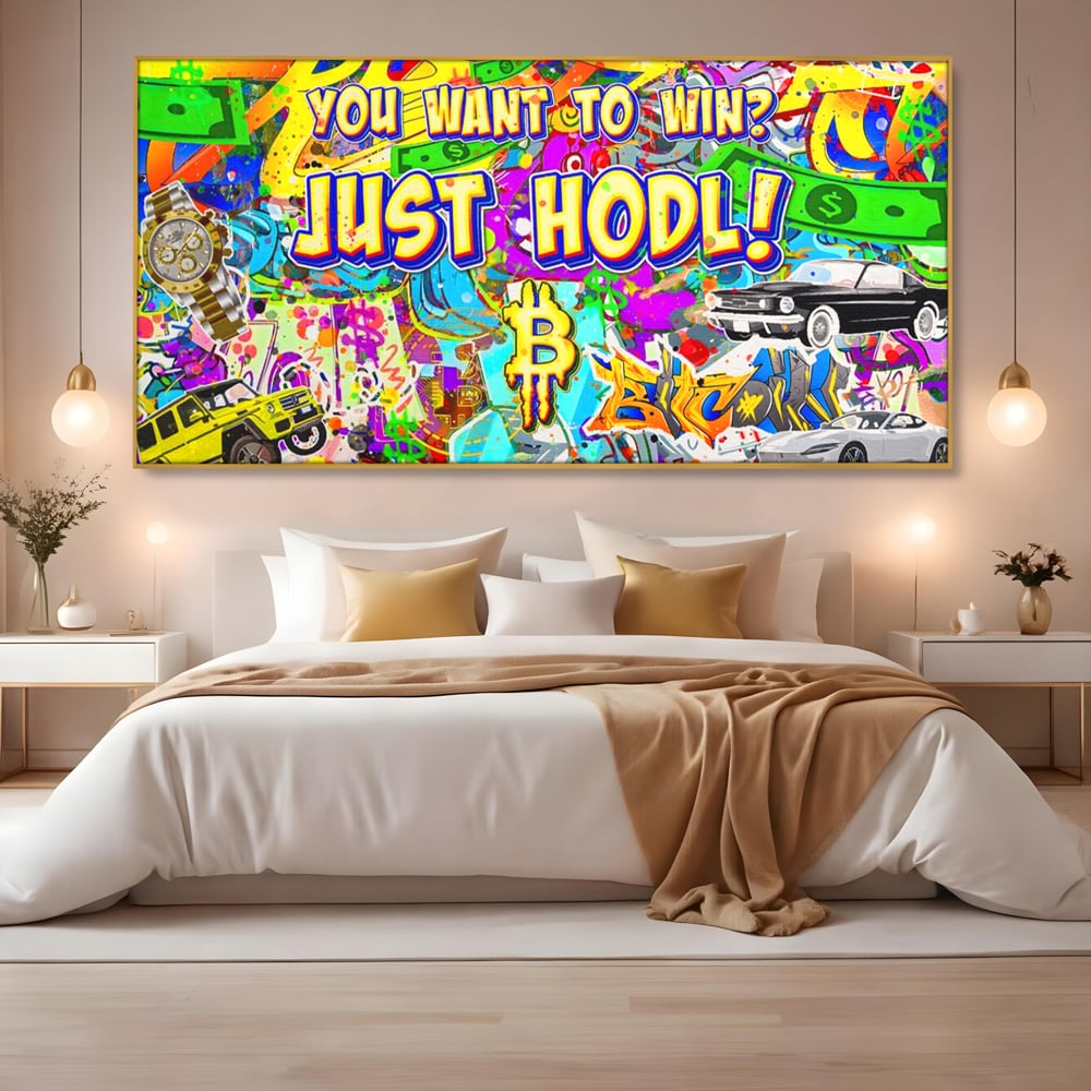 Tablou Canvas Premium LuxCanva® A1196, You Want To Win , Bitcoin, Cash, Animatie, Living, Culori Vibrante