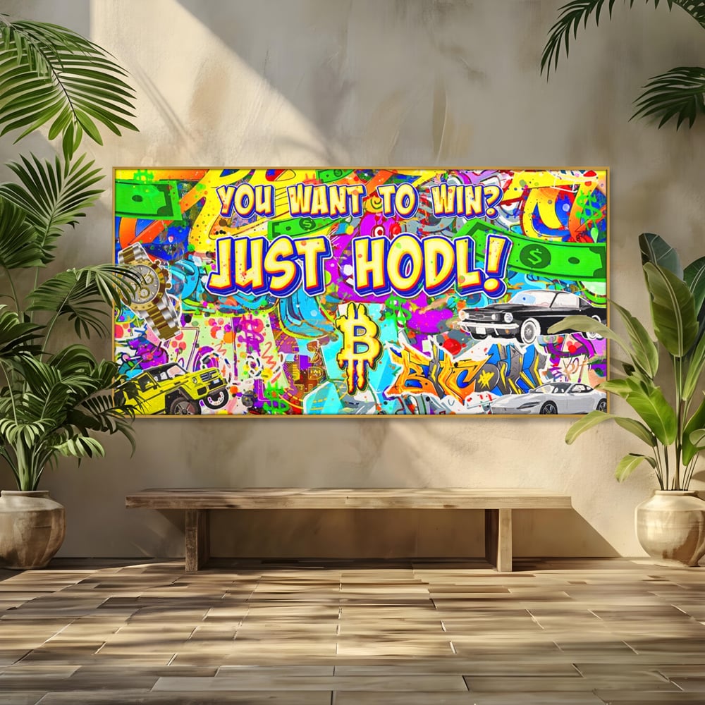 Tablou Canvas Premium LuxCanva® A1196, You Want To Win , Bitcoin, Cash, Animatie, Living, Culori Vibrante
