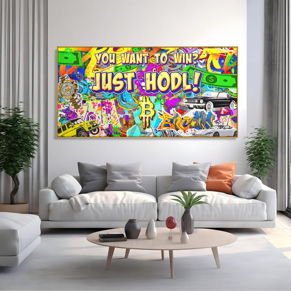 Tablou Canvas Premium LuxCanva® A1196, You Want To Win , Bitcoin, Cash, Animatie, Living, Culori Vibrante
