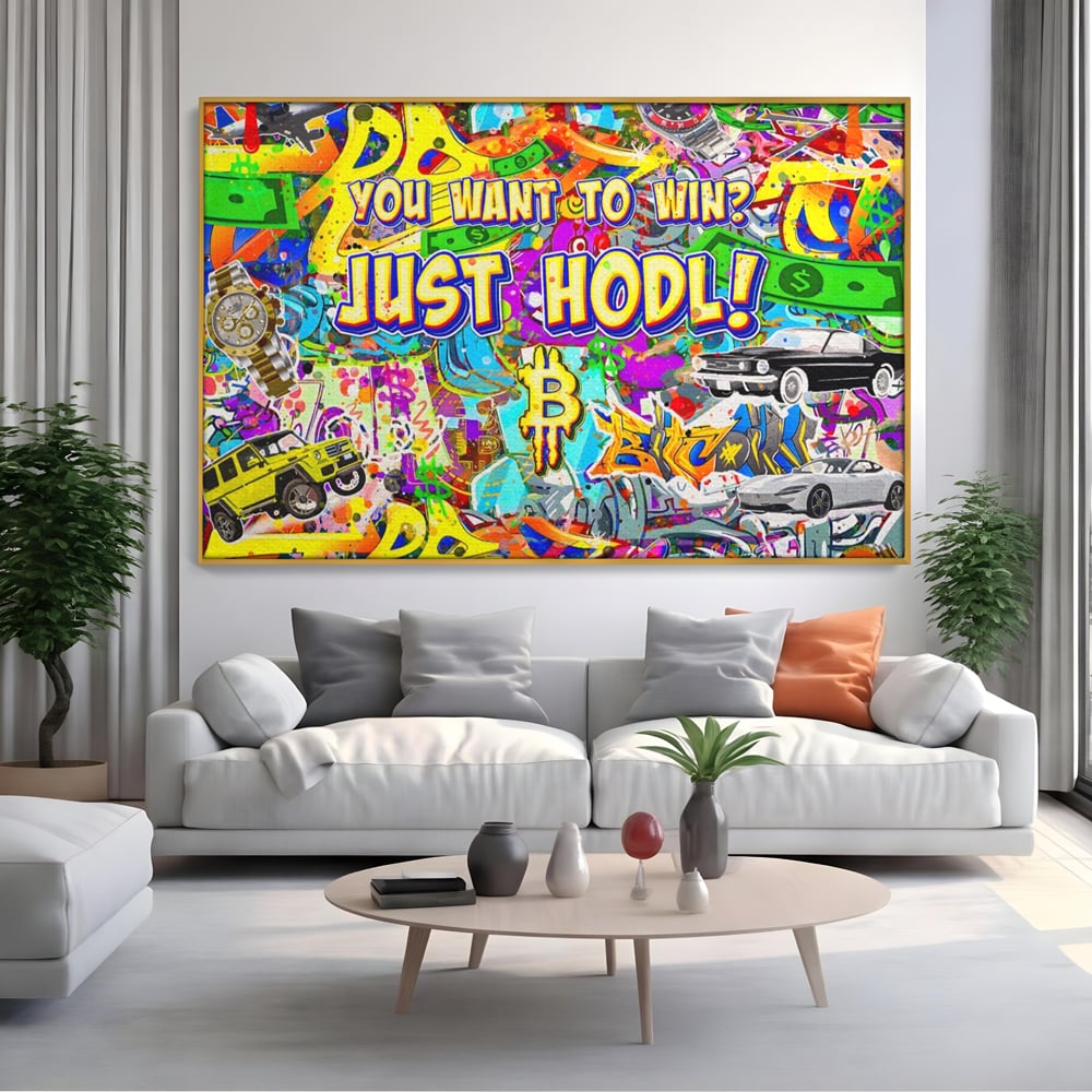 Tablou Canvas Premium LuxCanva® A1196, You Want To Win , Bitcoin, Cash, Animatie, Living, Culori Vibrante
