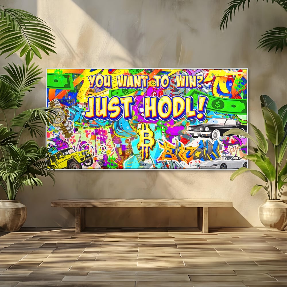 Tablou Canvas Premium LuxCanva® A1196, You Want To Win , Bitcoin, Cash, Animatie, Living, Culori Vibrante