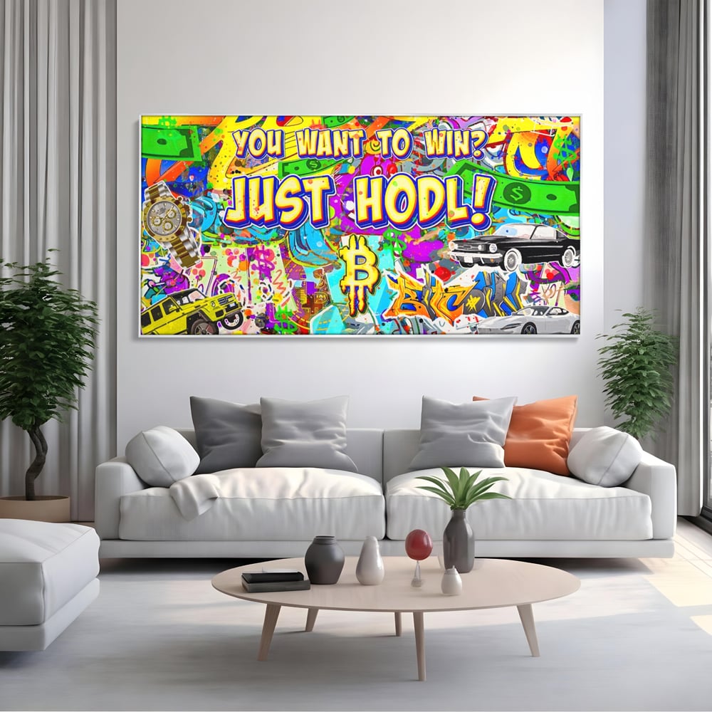 Tablou Canvas Premium LuxCanva® A1196, You Want To Win , Bitcoin, Cash, Animatie, Living, Culori Vibrante