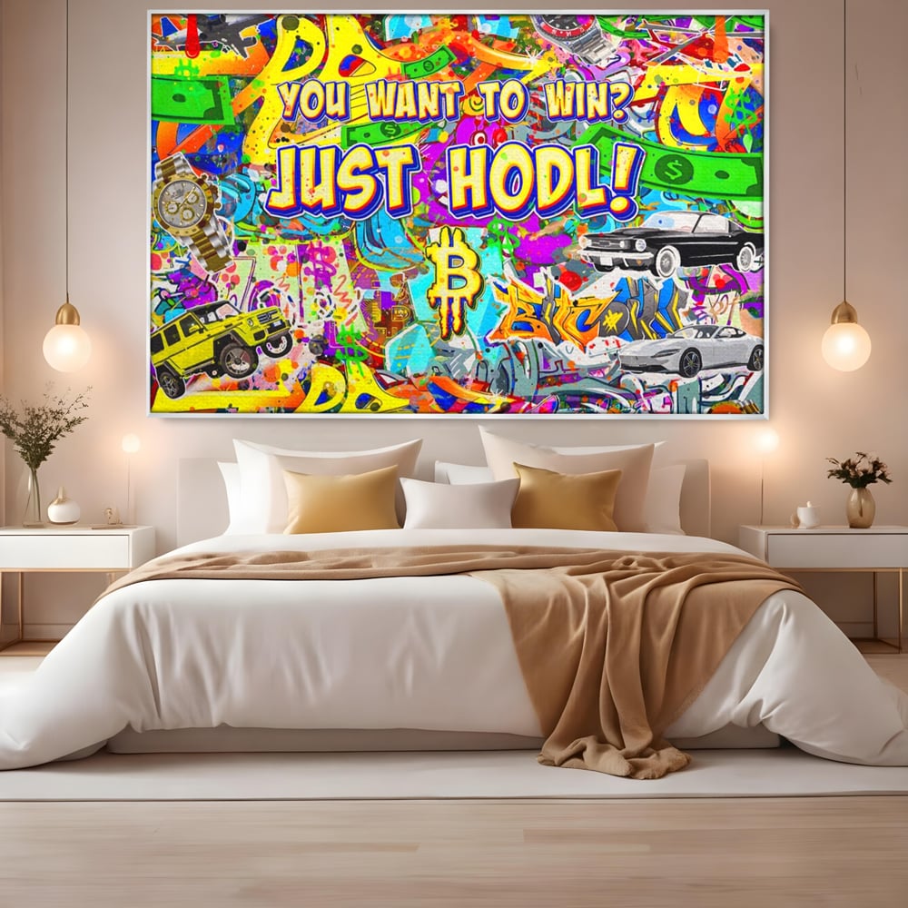 Tablou Canvas Premium LuxCanva® A1196, You Want To Win , Bitcoin, Cash, Animatie, Living, Culori Vibrante