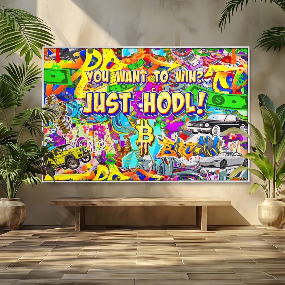 Tablou Canvas Premium LuxCanva® A1196, You Want To Win , Bitcoin, Cash, Animatie, Living, Culori Vibrante