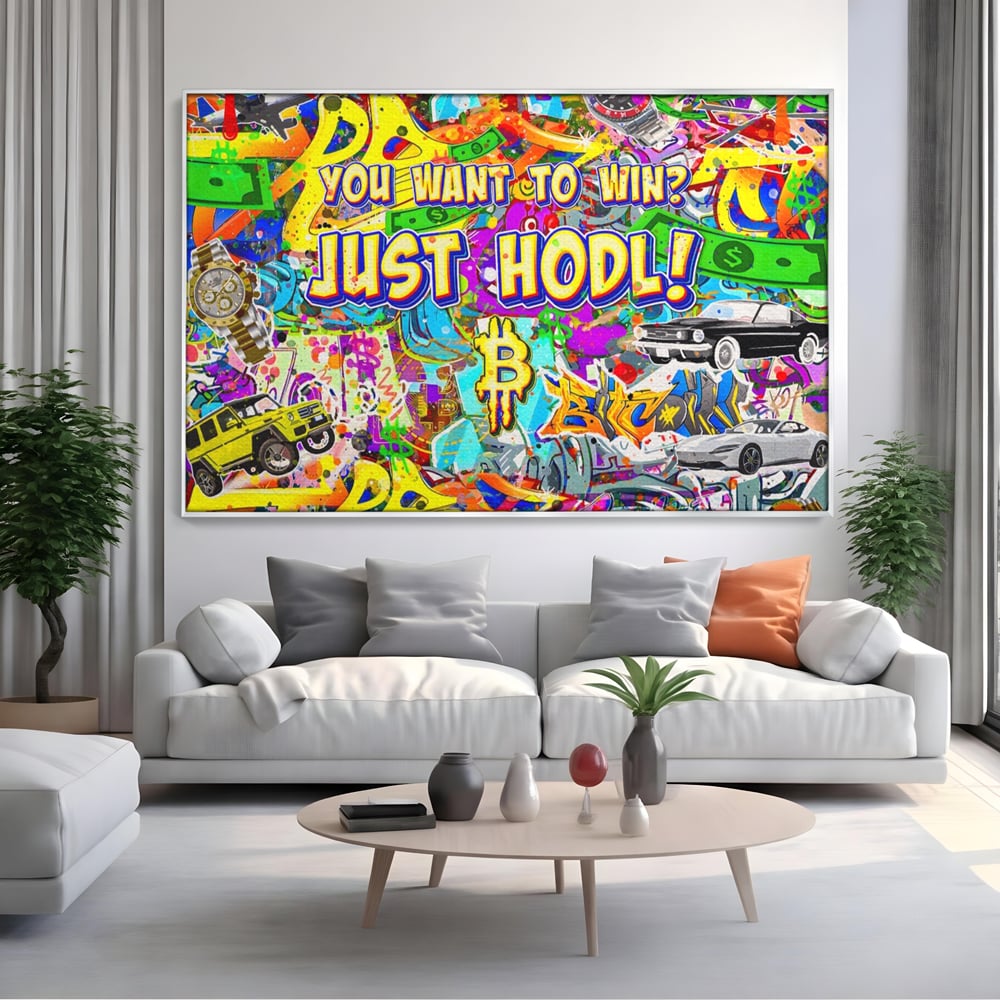 Tablou Canvas Premium LuxCanva® A1196, You Want To Win , Bitcoin, Cash, Animatie, Living, Culori Vibrante