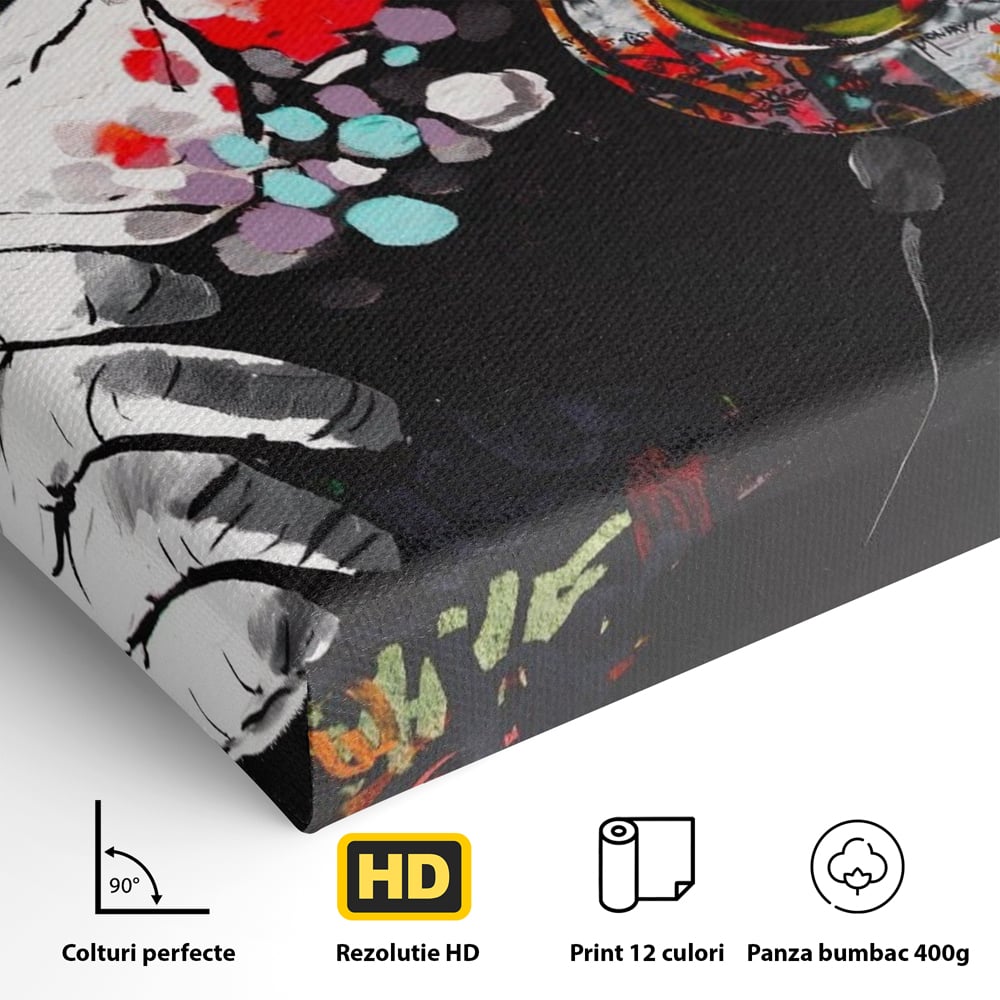 Tablou Canvas Premium LuxCanva® A1197, Chill Down , Relaxare, Maimuta, Casti, Living, Culori Vibrante