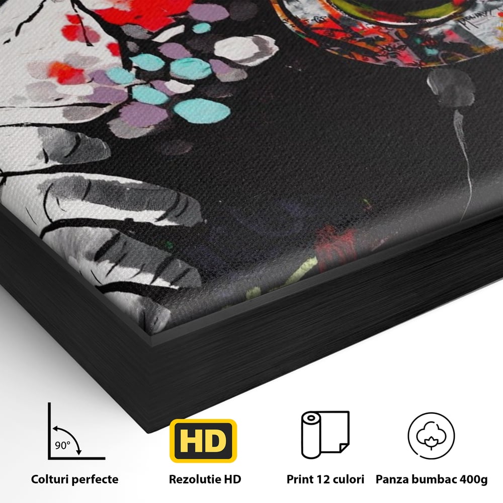 Tablou Canvas Premium LuxCanva® A1197, Chill Down , Relaxare, Maimuta, Casti, Living, Culori Vibrante