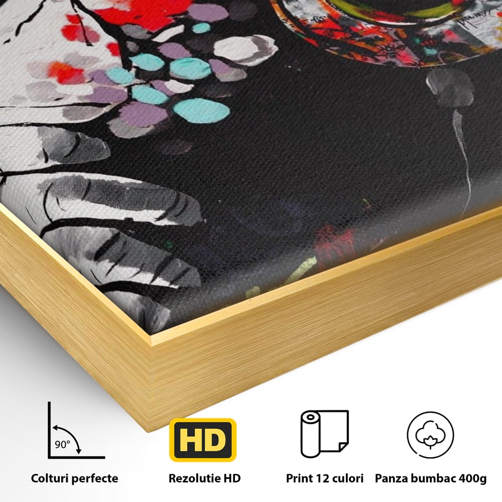 Tablou Canvas Premium LuxCanva® A1197, Chill Down , Relaxare, Maimuta, Casti, Living, Culori Vibrante