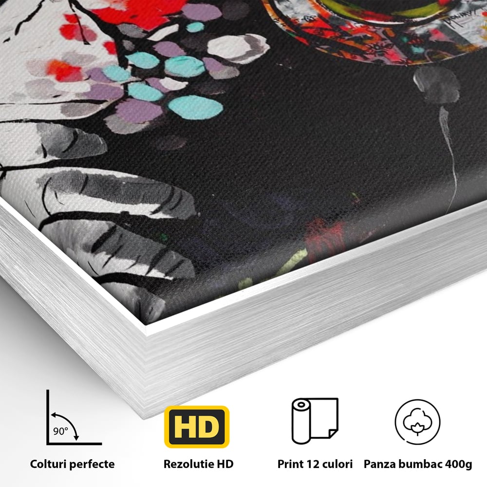 Tablou Canvas Premium LuxCanva® A1197, Chill Down , Relaxare, Maimuta, Casti, Living, Culori Vibrante