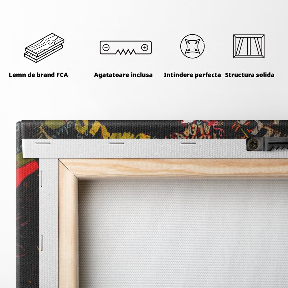 Tablou Canvas Premium LuxCanva® A1197, Chill Down , Relaxare, Maimuta, Casti, Living, Culori Vibrante