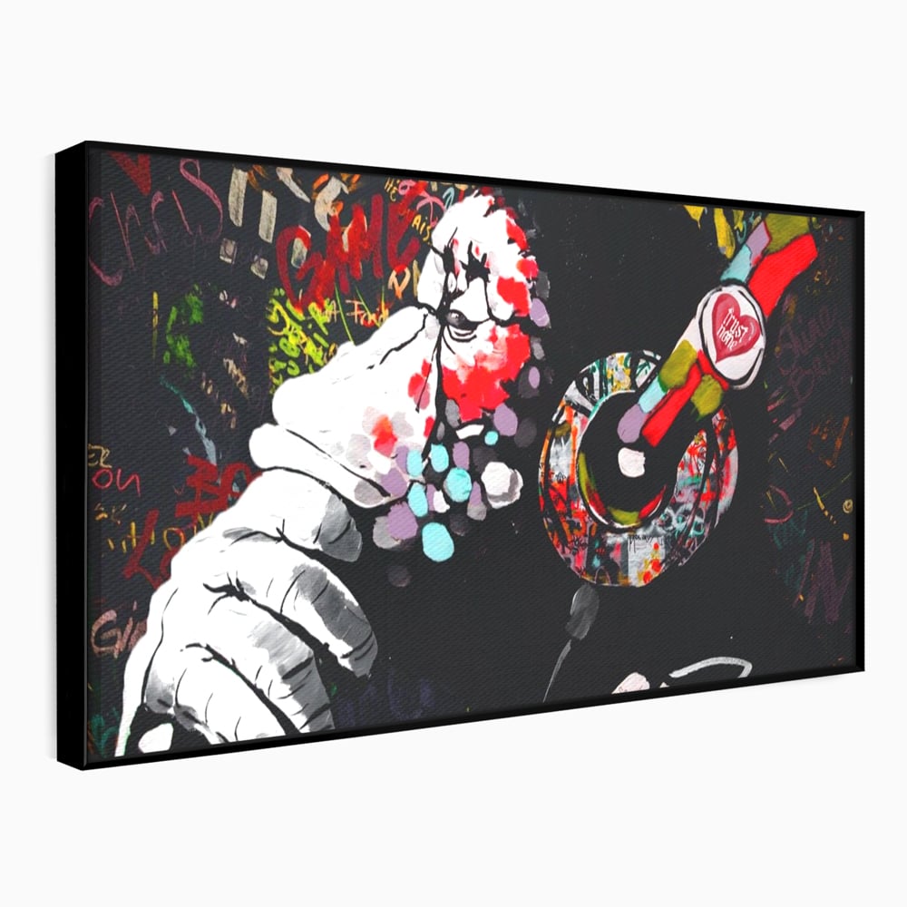 Tablou Canvas Premium LuxCanva® A1197, Chill Down , Relaxare, Maimuta, Casti, Living, Culori Vibrante