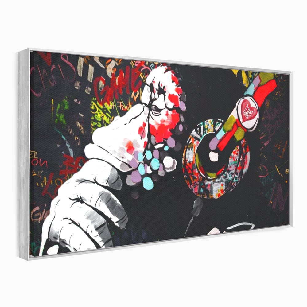 Tablou Canvas Premium LuxCanva® A1197, Chill Down , Relaxare, Maimuta, Casti, Living, Culori Vibrante
