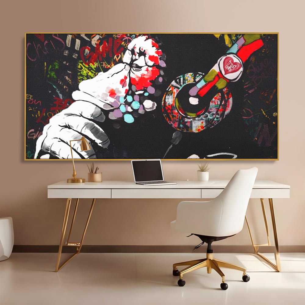 Tablou Canvas Premium LuxCanva® A1197, Chill Down , Relaxare, Maimuta, Casti, Living, Culori Vibrante