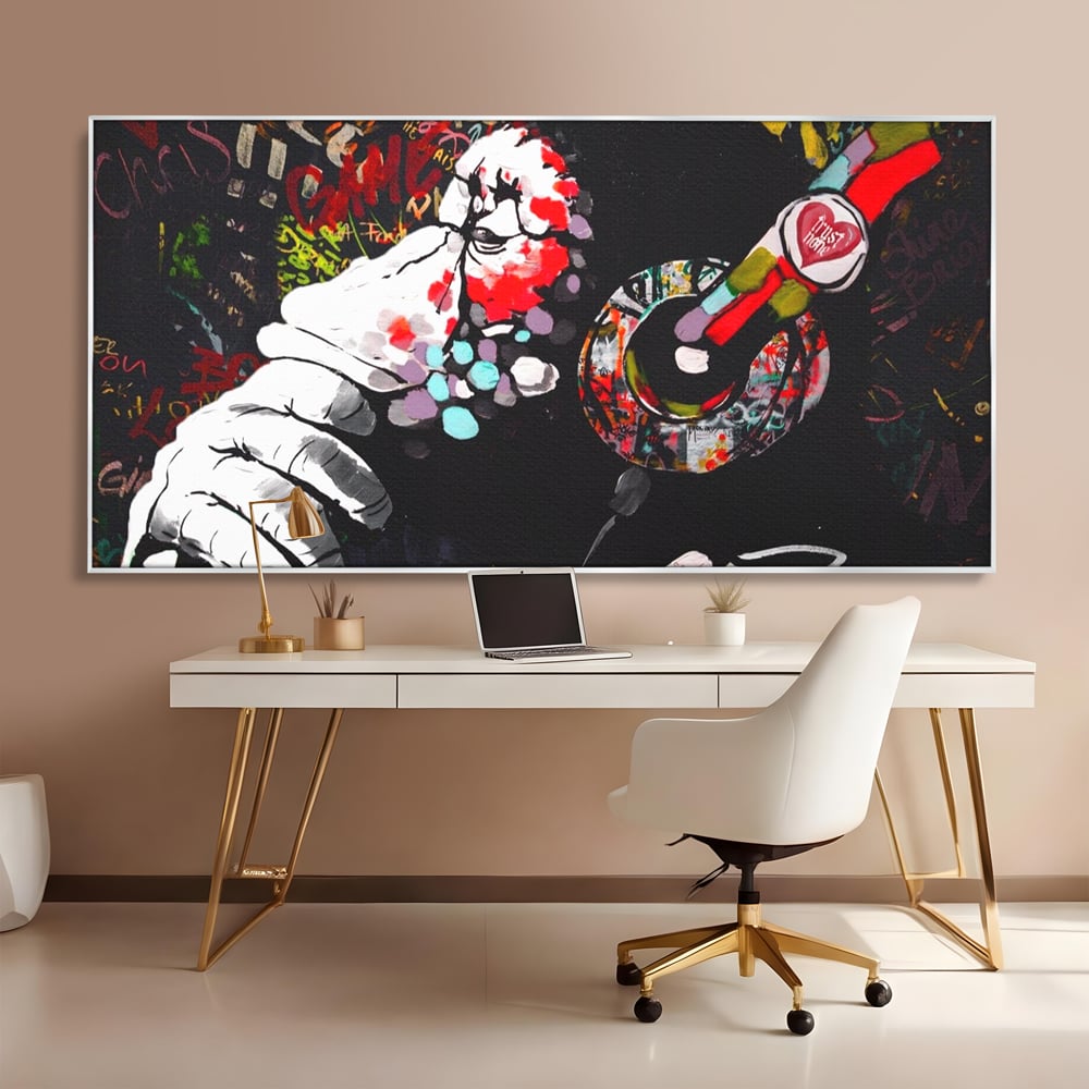 Tablou Canvas Premium LuxCanva® A1197, Chill Down , Relaxare, Maimuta, Casti, Living, Culori Vibrante