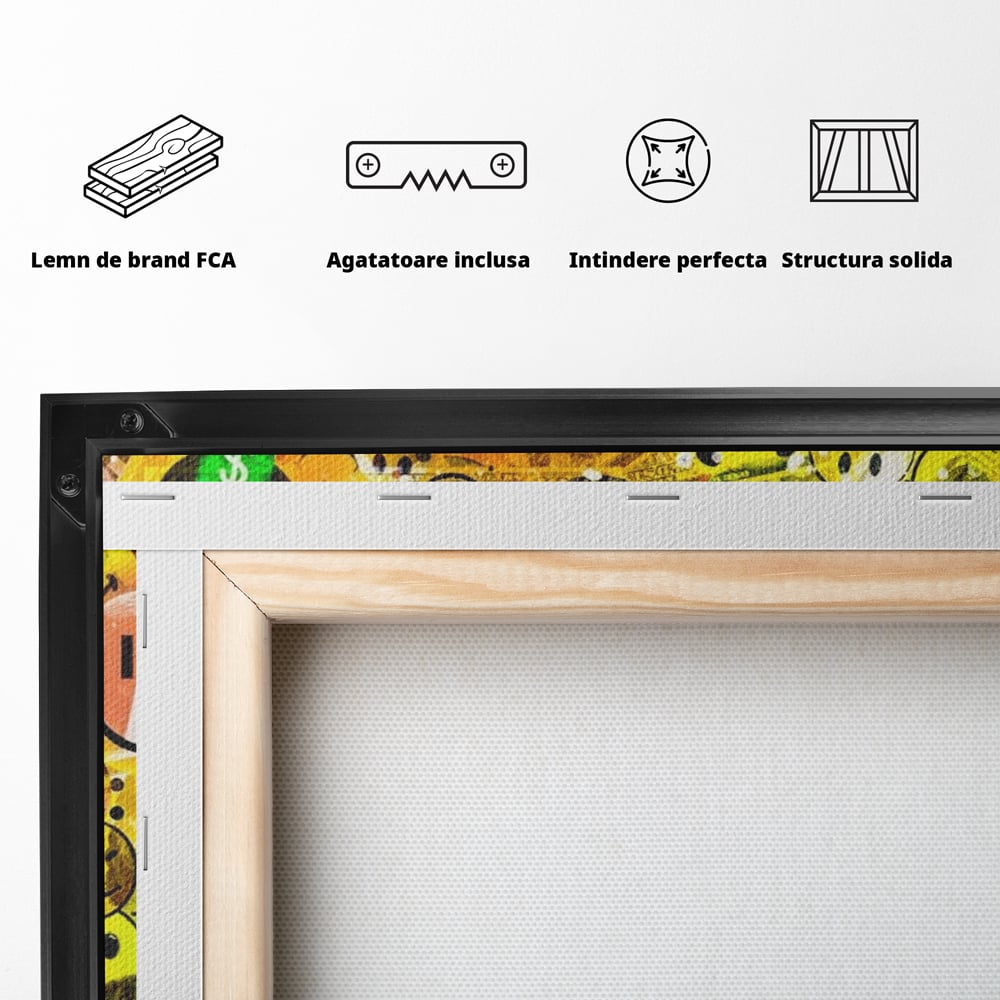 Tablou Canvas Premium LuxCanva® A1198, Happy Smile , Galben, Dormitor, Fata Zambitoare, Dolar, Living, Culori Vibrante