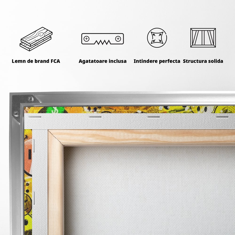 Tablou Canvas Premium LuxCanva® A1198, Happy Smile , Galben, Dormitor, Fata Zambitoare, Dolar, Living, Culori Vibrante