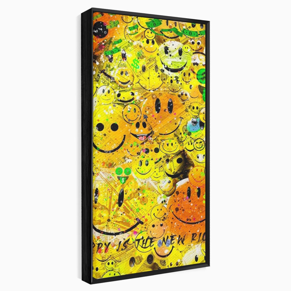 Tablou Canvas Premium LuxCanva® A1198, Happy Smile , Galben, Dormitor, Fata Zambitoare, Dolar, Living, Culori Vibrante