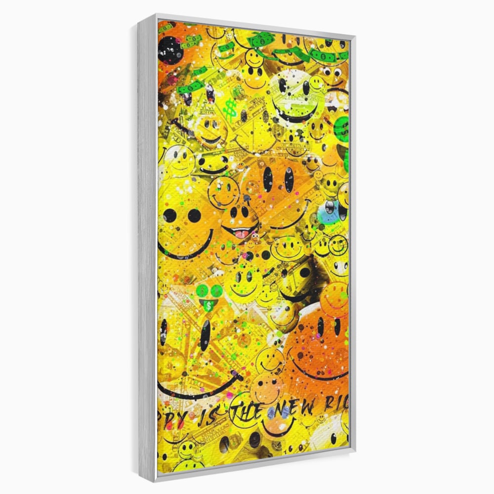 Tablou Canvas Premium LuxCanva® A1198, Happy Smile , Galben, Dormitor, Fata Zambitoare, Dolar, Living, Culori Vibrante