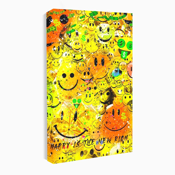 Tablou Canvas Premium LuxCanva® A1198, Happy Smile , Galben, Dormitor, Fata Zambitoare, Dolar, Living, Culori Vibrante