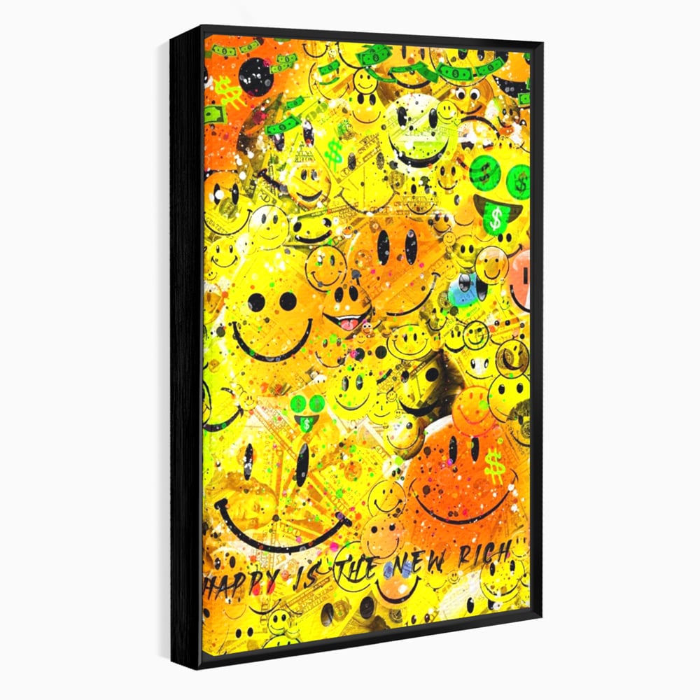 Tablou Canvas Premium LuxCanva® A1198, Happy Smile , Galben, Dormitor, Fata Zambitoare, Dolar, Living, Culori Vibrante