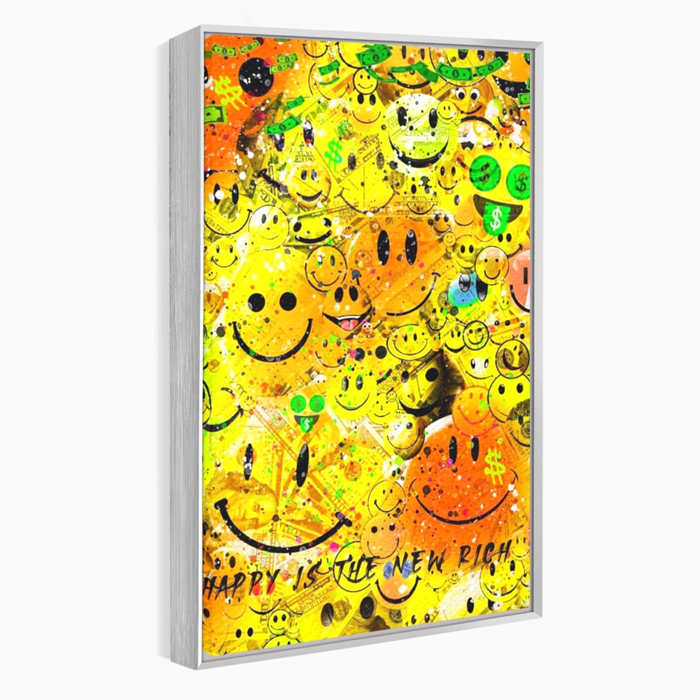 Tablou Canvas Premium LuxCanva® A1198, Happy Smile , Galben, Dormitor, Fata Zambitoare, Dolar, Living, Culori Vibrante