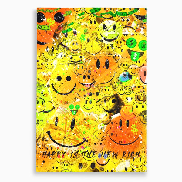 Tablou Canvas Premium LuxCanva® A1198, Happy Smile , Galben, Dormitor, Fata Zambitoare, Dolar, Living, Culori Vibrante