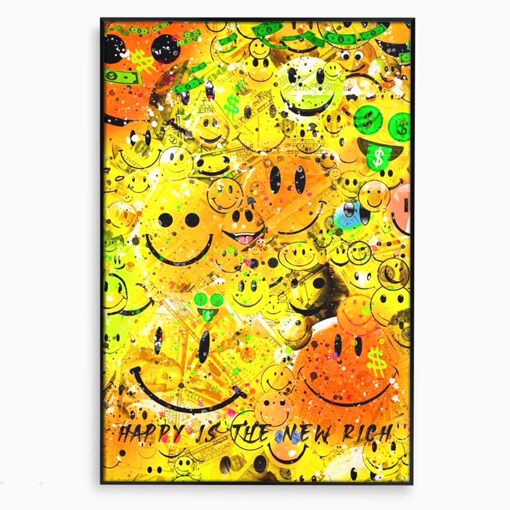 Tablou Canvas Premium LuxCanva® A1198, Happy Smile , Galben, Dormitor, Fata Zambitoare, Dolar, Living, Culori Vibrante