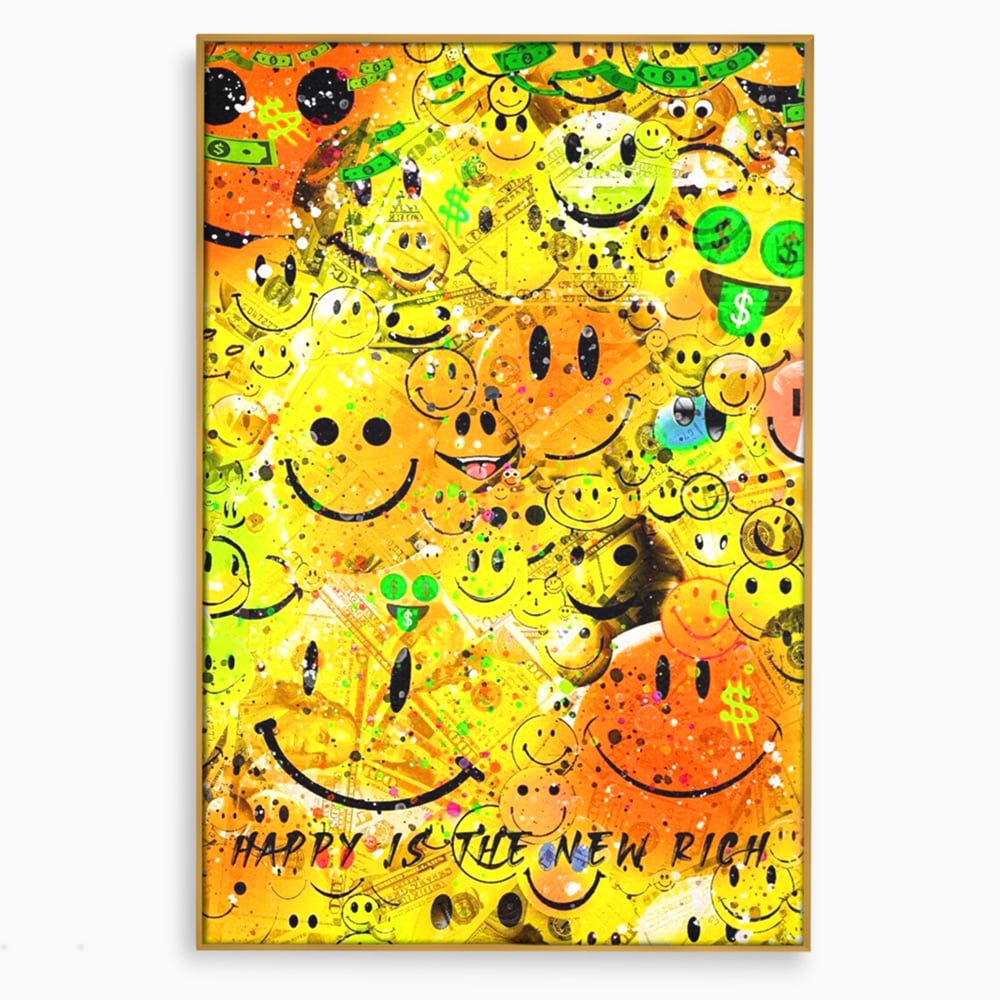 Tablou Canvas Premium LuxCanva® A1198, Happy Smile , Galben, Dormitor, Fata Zambitoare, Dolar, Living, Culori Vibrante