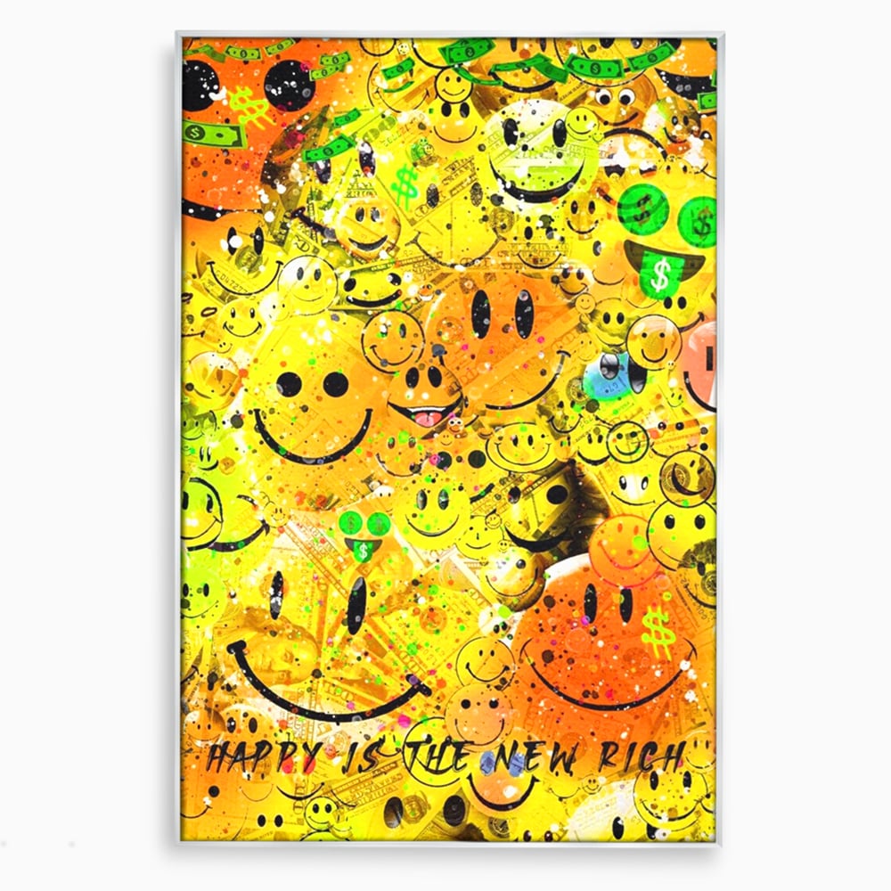 Tablou Canvas Premium LuxCanva® A1198, Happy Smile , Galben, Dormitor, Fata Zambitoare, Dolar, Living, Culori Vibrante