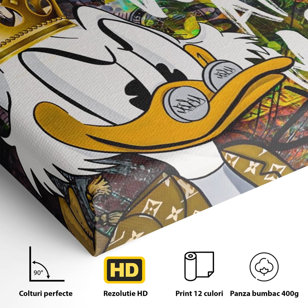 Leinwandbilder Premium LuxCanva® A1199, Geld ist Leben, Dagobert Duck, Büro, Motivierend, Geld, Lebendig, Kräftige Farben
