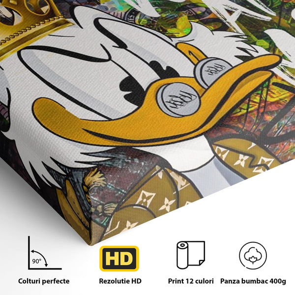 Tablou Canvas Premium LuxCanva® A1199, Money Is Life , Scrooge McDuck, Birou, Motivational, Money, Living, Culori Vibrante