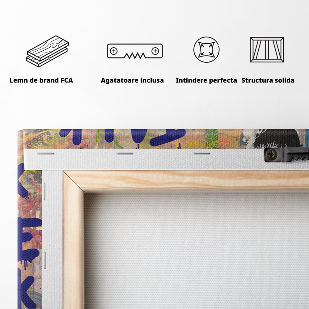 Tablou Canvas Premium LuxCanva® A1200, Less Talk More Work , Decorativ, Birou, Motivational, Copil, Colorat, Living, Culori Vibrante