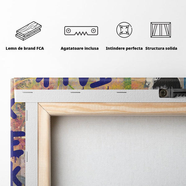 Tablou Canvas Premium LuxCanva® A1200, Less Talk More Work , Decorativ, Birou, Motivational, Copil, Colorat, Living, Culori Vibrante