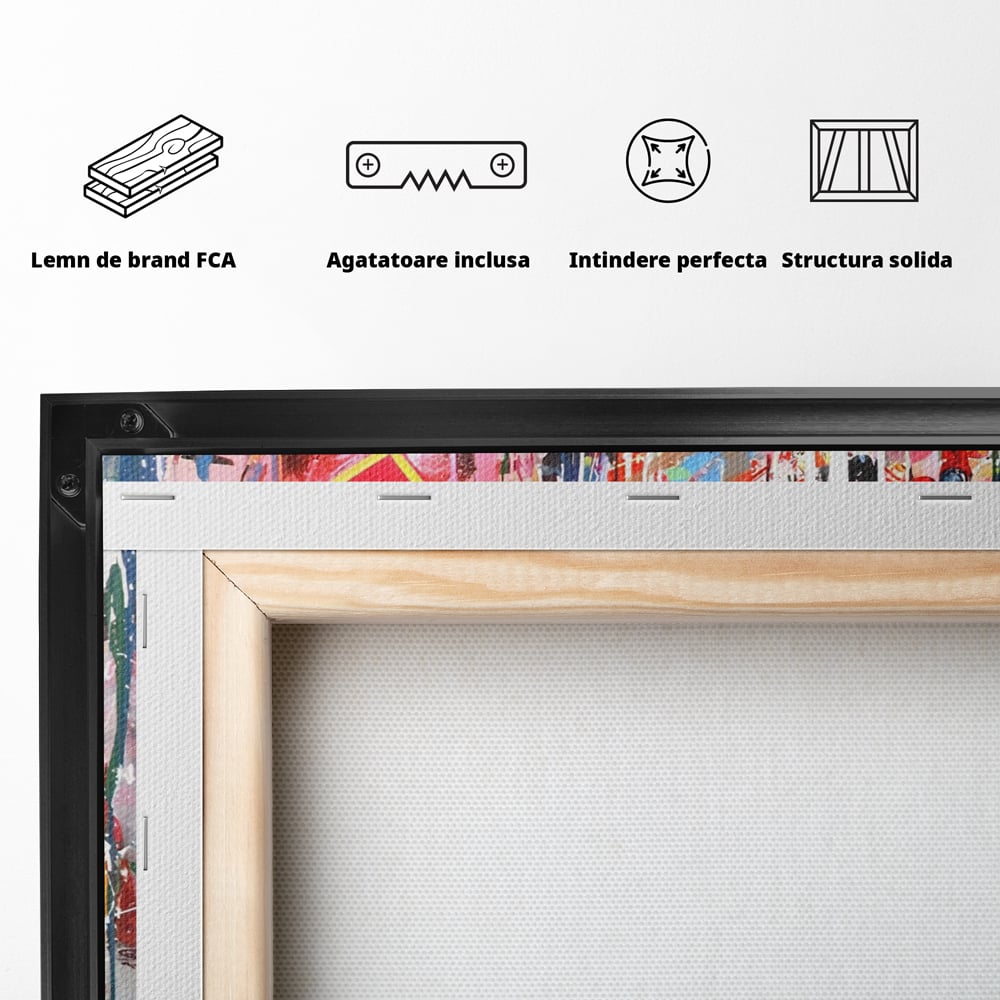 Tablou Canvas Premium LuxCanva® A1201, Happy Child , Decorativ, Dormitor, Multicolor, Inima, Camera Copil, Culori Vibrante